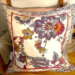 Studio D Floral Quilted Euro Sham, 26” x 26”, 100% Cotton NEW